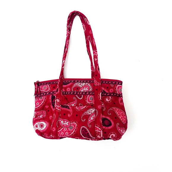 Vera Bradley Red Paisley Shoulder Bag with Double Straps - Picture 1 of 6